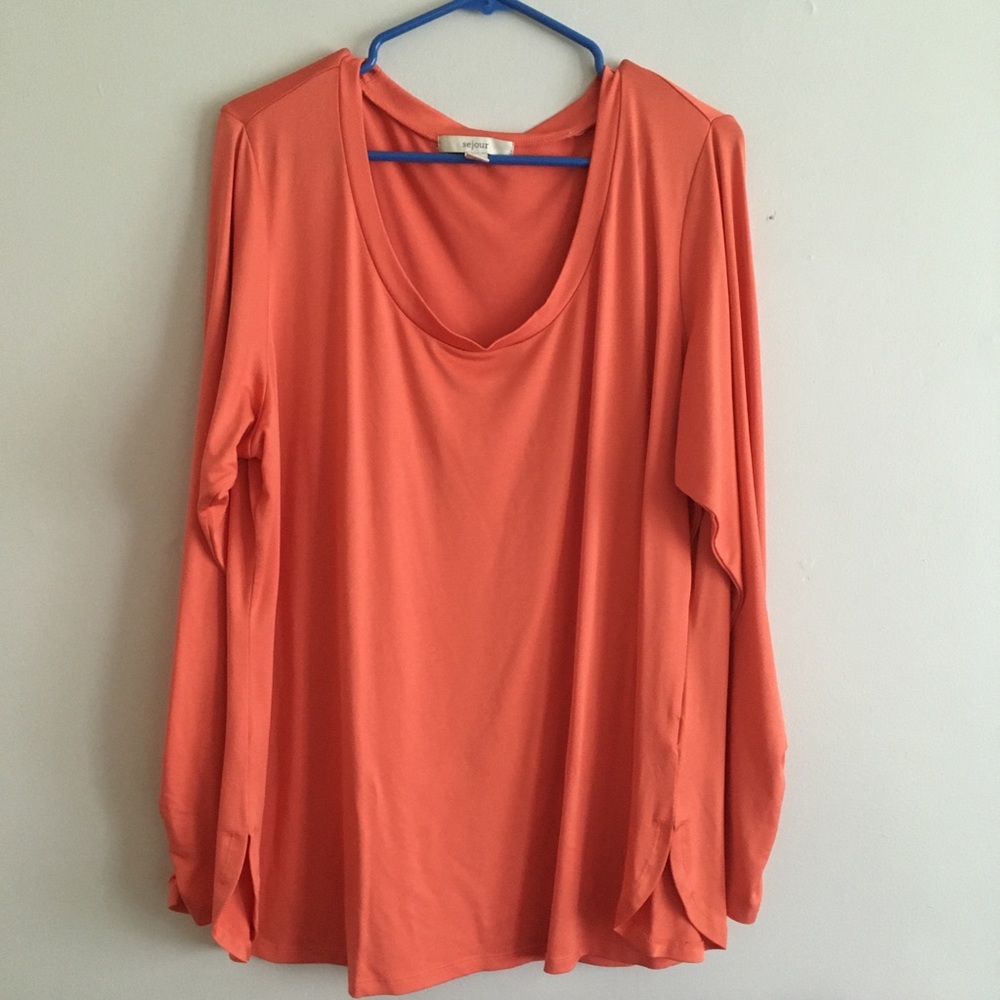 Sejour orange long sleeve top plus size 2X